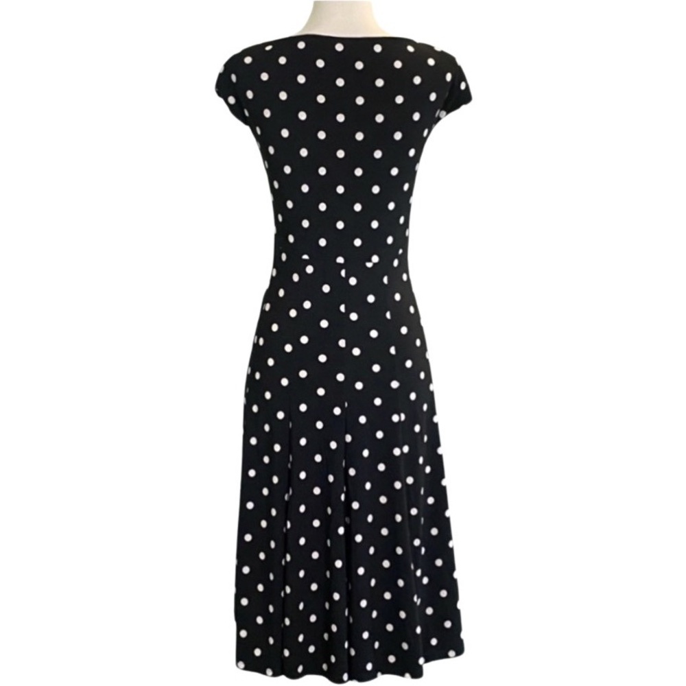 Lauren Ralph Lauren Sleeveless Surplice V-Neck Polka Dot Jersey Dress Size 12 - Picture 4 of 7